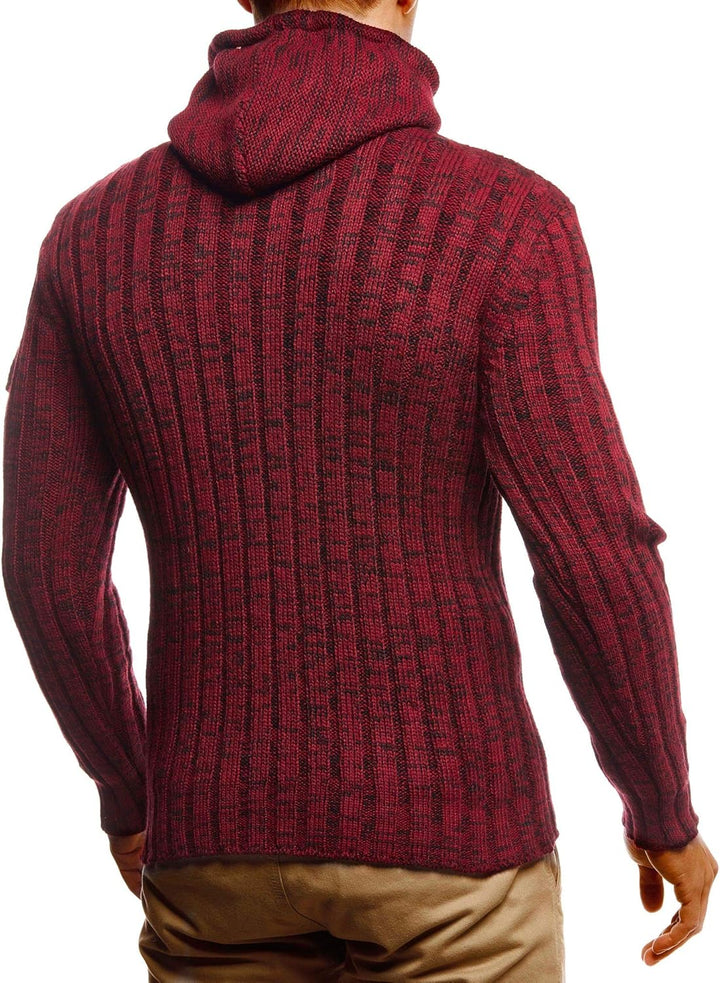 Leif Nelson Herren Strickpullover mit Kapuze/Hochwertiger Winterpullover im Regular Fit Schnitt, ide