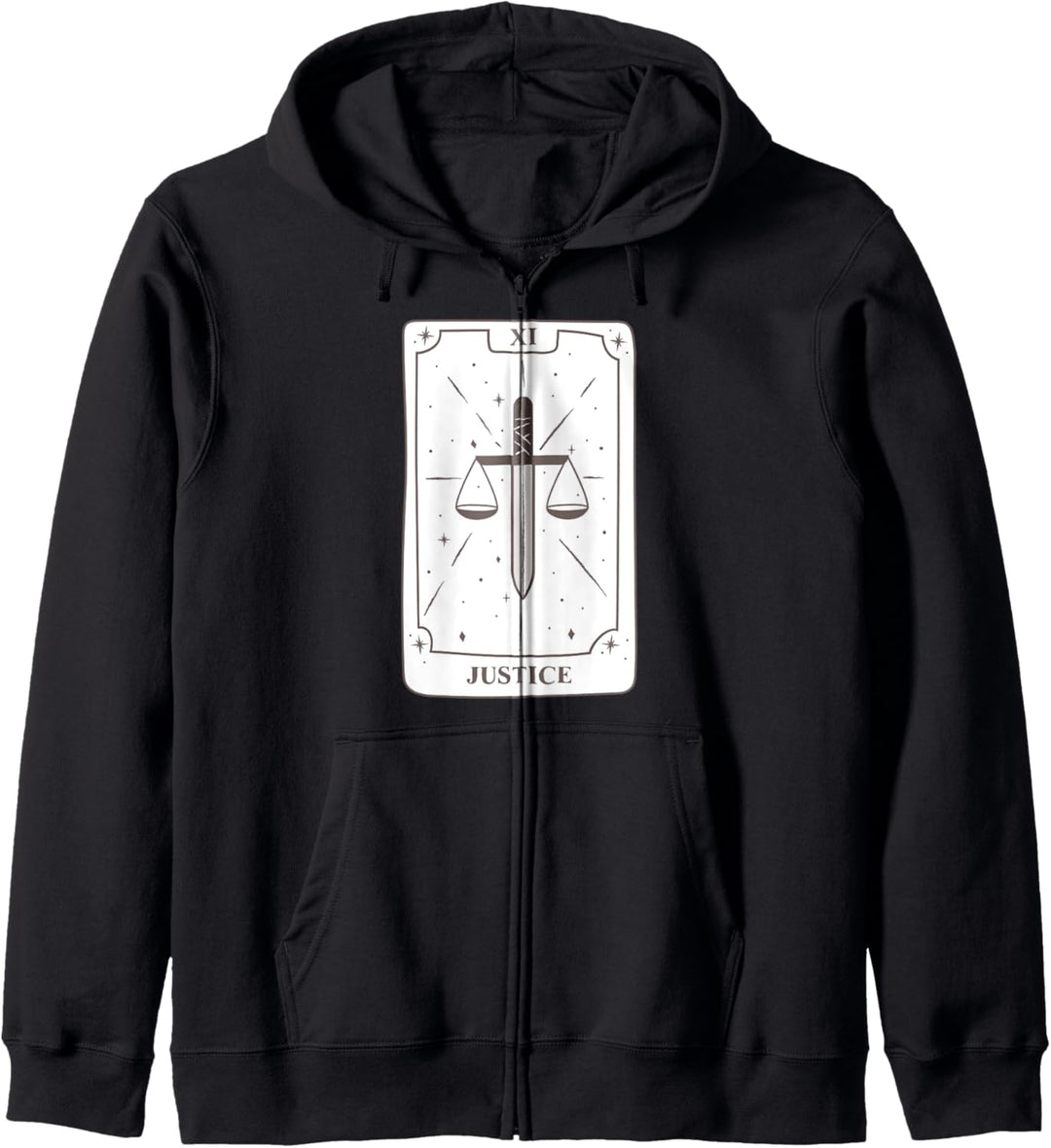 Tarot-Kartengrafik The Justice Witch Wiccan Kawaii Goth Emo Kapuzenjacke