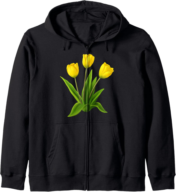 Gelbe Aquarell Tulpe Yellow Watercolor Tulip Floral Flower Kapuzenjacke