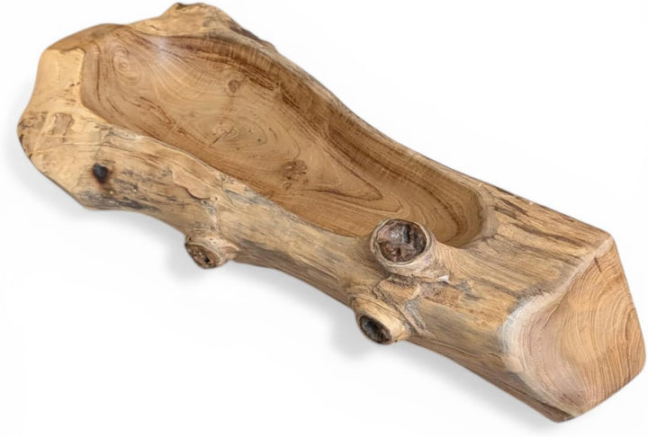 Kinaree Deko Schale Wurzelholz - Schale Teak Massivholz - 55-65cm Obst Schale