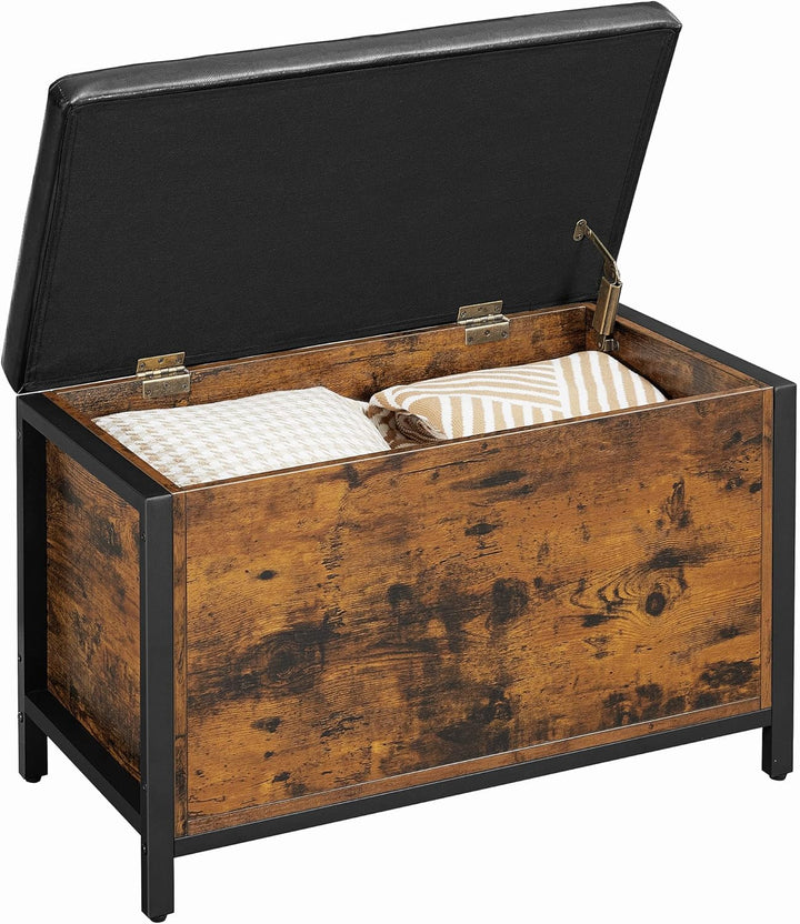 VASAGLE Sitzbank mit Stauraum, gepolsterte Truhe, 80 x 40 x 50 cm, Betttruhe, Flur, Schlafzimmer, Wo