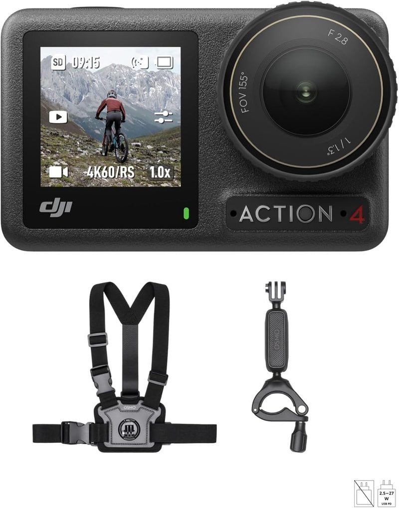 DJI Osmo Action 4 Motorrad- und Mountainbike-Combo – Erstelle hochwertiges 4K/120fps Filmmaterial mi