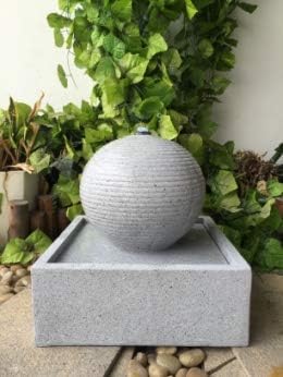 AMUR Gartenbrunnen Brunnen Zierbrunnen Zimmerbrunnen Brunnen MODERN lichtgrau mit LED-Licht 230V Was