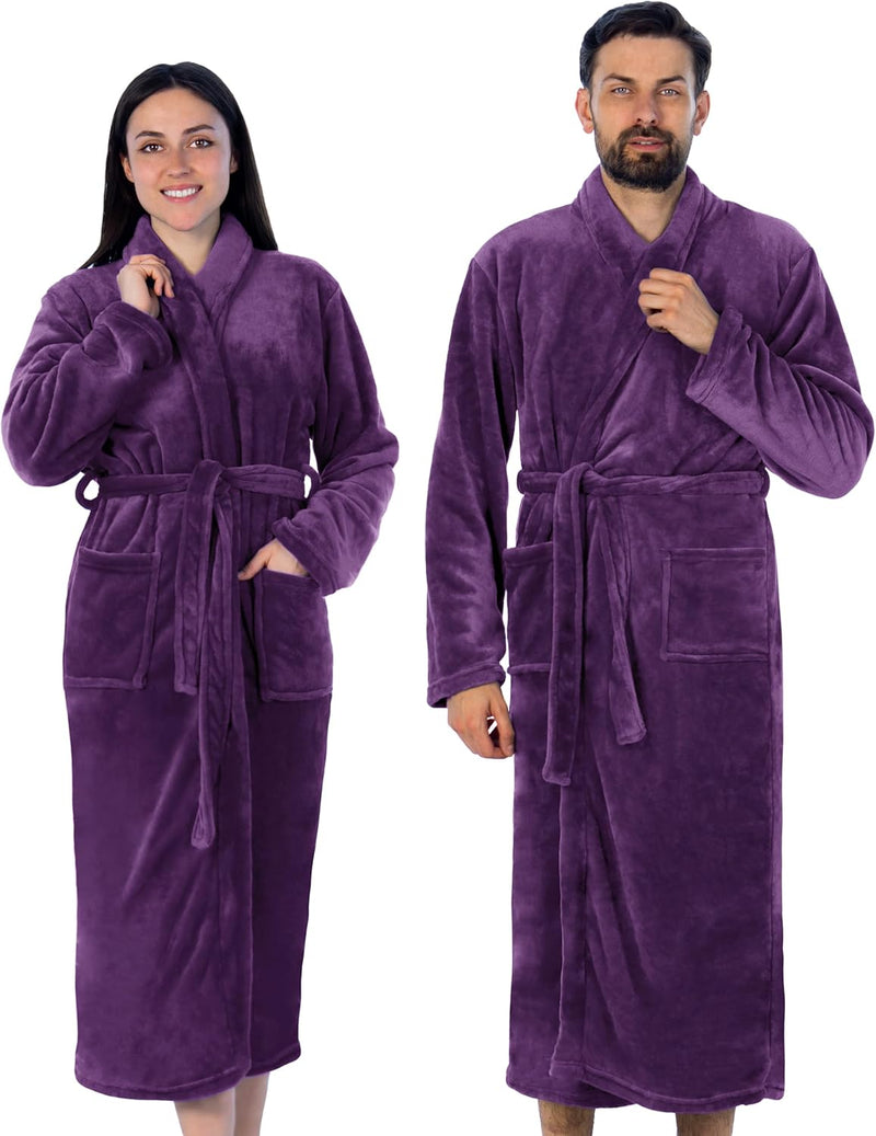 Gräfenstayn® Damen & Herren Kuschelfleece Bademantel ohne Kapuze mit Öko-Tex Standard 100 in Grösse