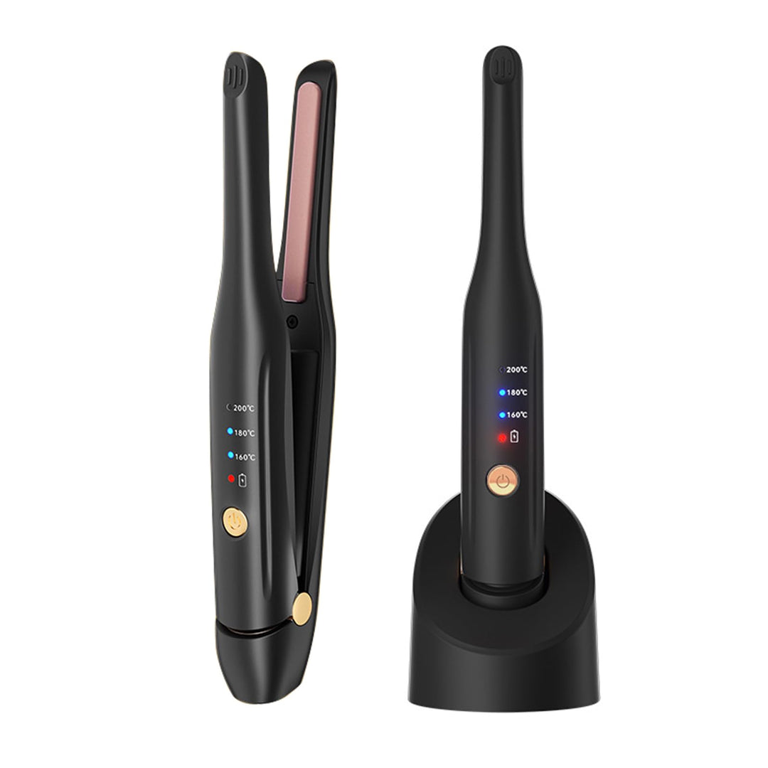 Schnurloser Haarglätter, Keramik Glätteisen Styling Clip, tragbarer Haarglätter und Lockenstab 2-in-