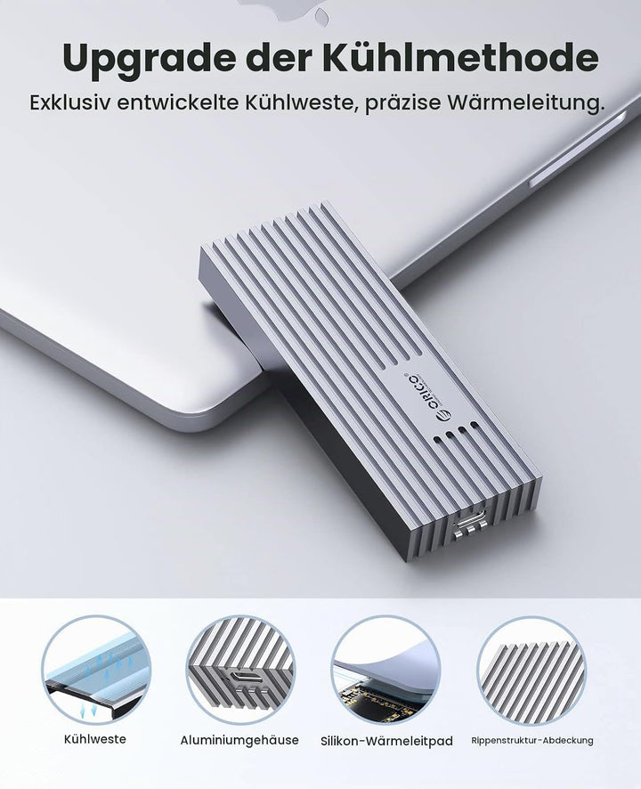 ORICO M.2 NVMe SSD Gehäuse auf USB-C PCIe Adapter 10 Gbps USB3.2 Gen2 für NVMe M-Key/M+B Key SSD 223