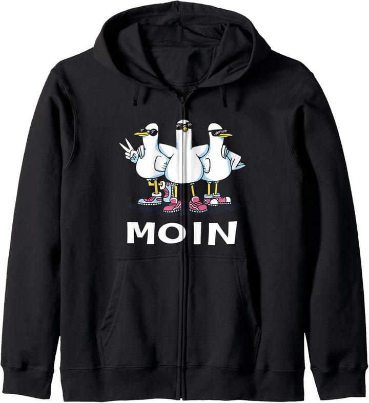Moin Digga Norddeutsch Küsten Segeln Meer Hafen Küste Möwe Kapuzenjacke