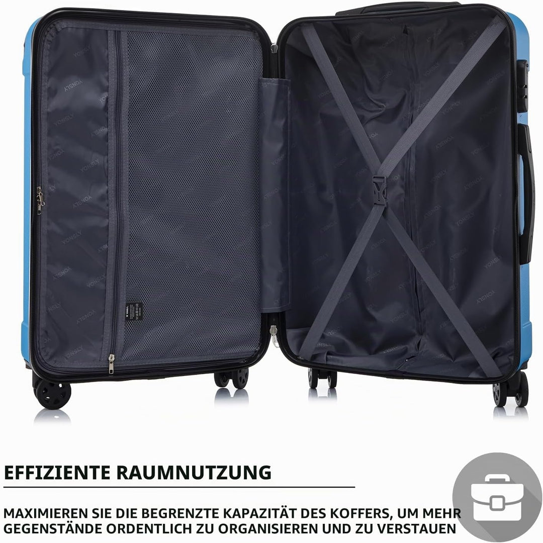 Trolley Koffer Suitcase, Reisekoffer, Rollkoffer Handgepäck, Hartschalenreisekoffer mit 4 Rollen 360