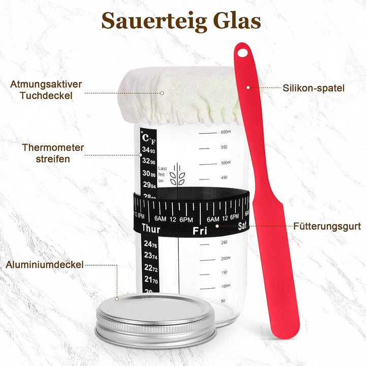 SHANNA GäRköRbchen, Sauerteig Starter Set, 9pcs Brot Backen ZubehöR, GäRkorb Rund, Sauerteig Starter