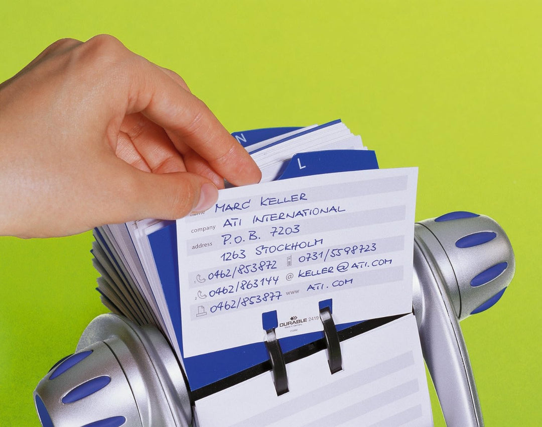 Durable Rollkartei Telindex Flip Vegas, mit 500 Karteikarten für Adressen, Register A-Z, silber, 241