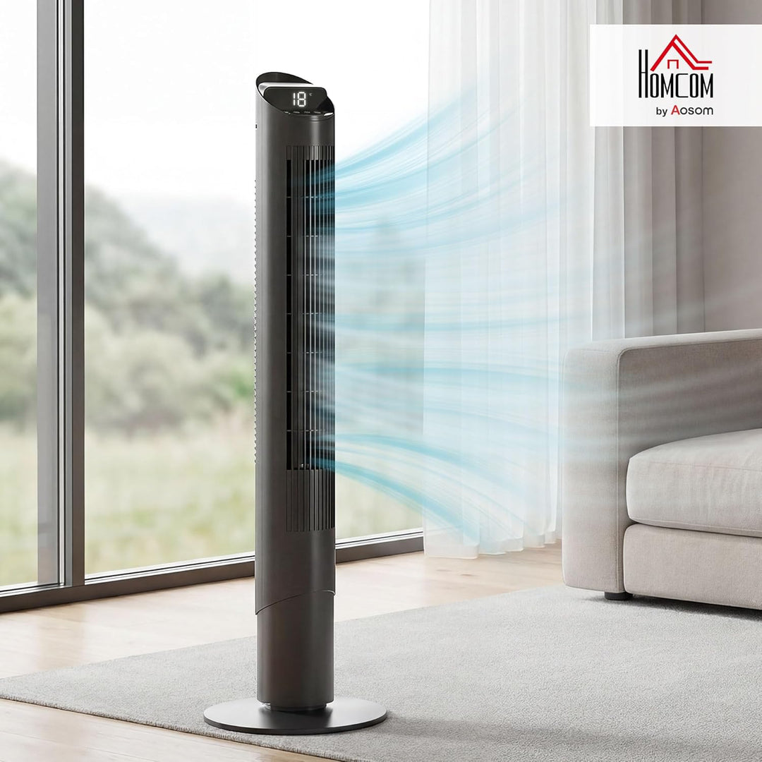 HOMCOM Turmventilator mit Fernbedienung, WiFi-App 65° Oszillierender 116 cm Ventilator mit 6 Geschwi