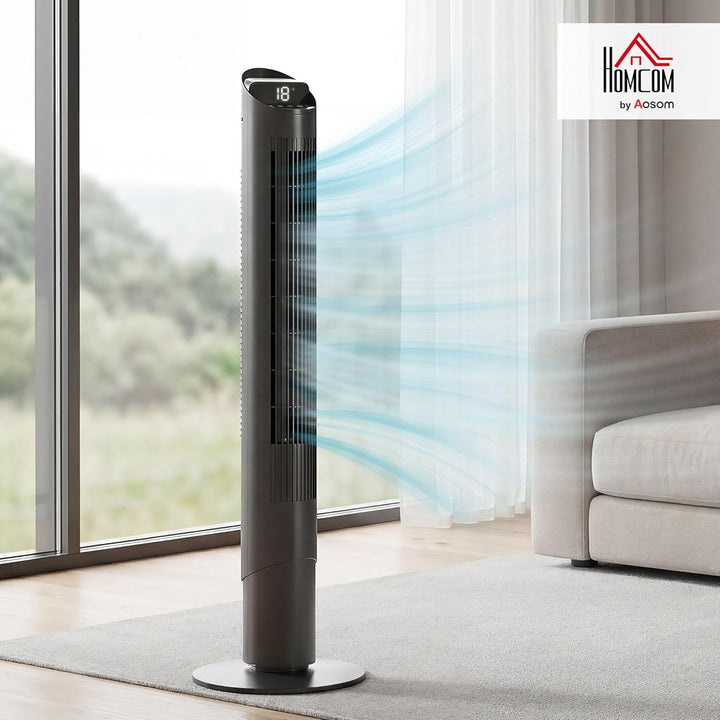 HOMCOM Turmventilator mit Fernbedienung, WiFi-App 65° Oszillierender 116 cm Ventilator mit 6 Geschwi