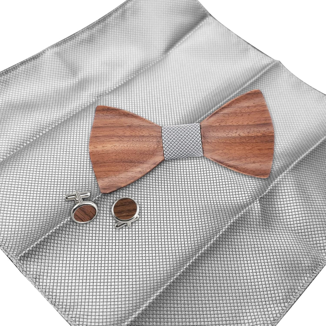 Mr.Van Hölz Fliege Herren Klassische, Holzfliege Set Handgearbeitete Natürliche Hölzerne Krawatte fü