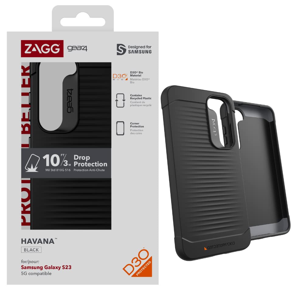ZAGG Gear4 Havana D30 Protective Case for Samsung Galaxy S23, 6.1in, Slim, Shockproof, Impact Protec