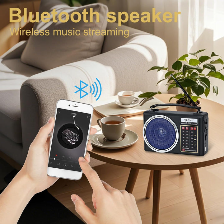 Tragbares Retro-Radio, kompaktes AM/FM/SW-Bluetooth-Radio mit Solarpanel, tragbare LED-Beleuchtung,