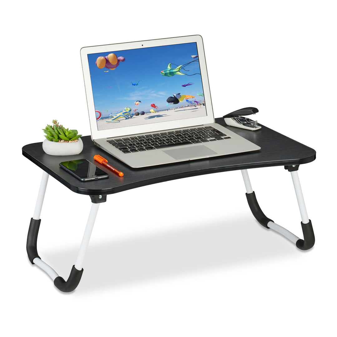 Relaxdays Laptoptisch für Bett & Couch, HxBxT: 26 x 63 x 40 cm, klappbarer Betttisch, MDF, Eisen, No