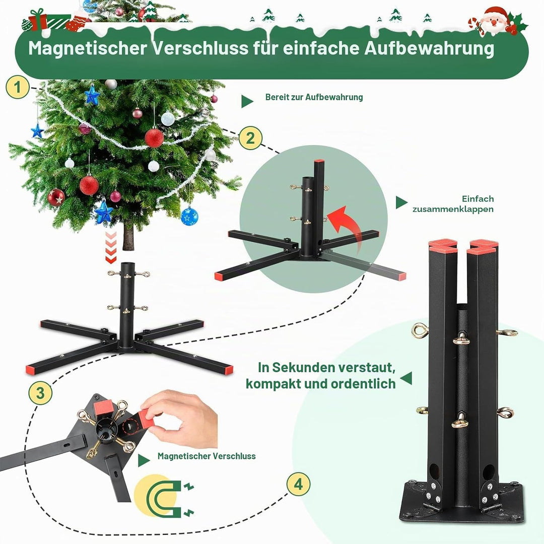 Weihnachtsbaumständer, Christbaumständer für künstliche Bäume mit magnetischer Aufbewahrung – Robust