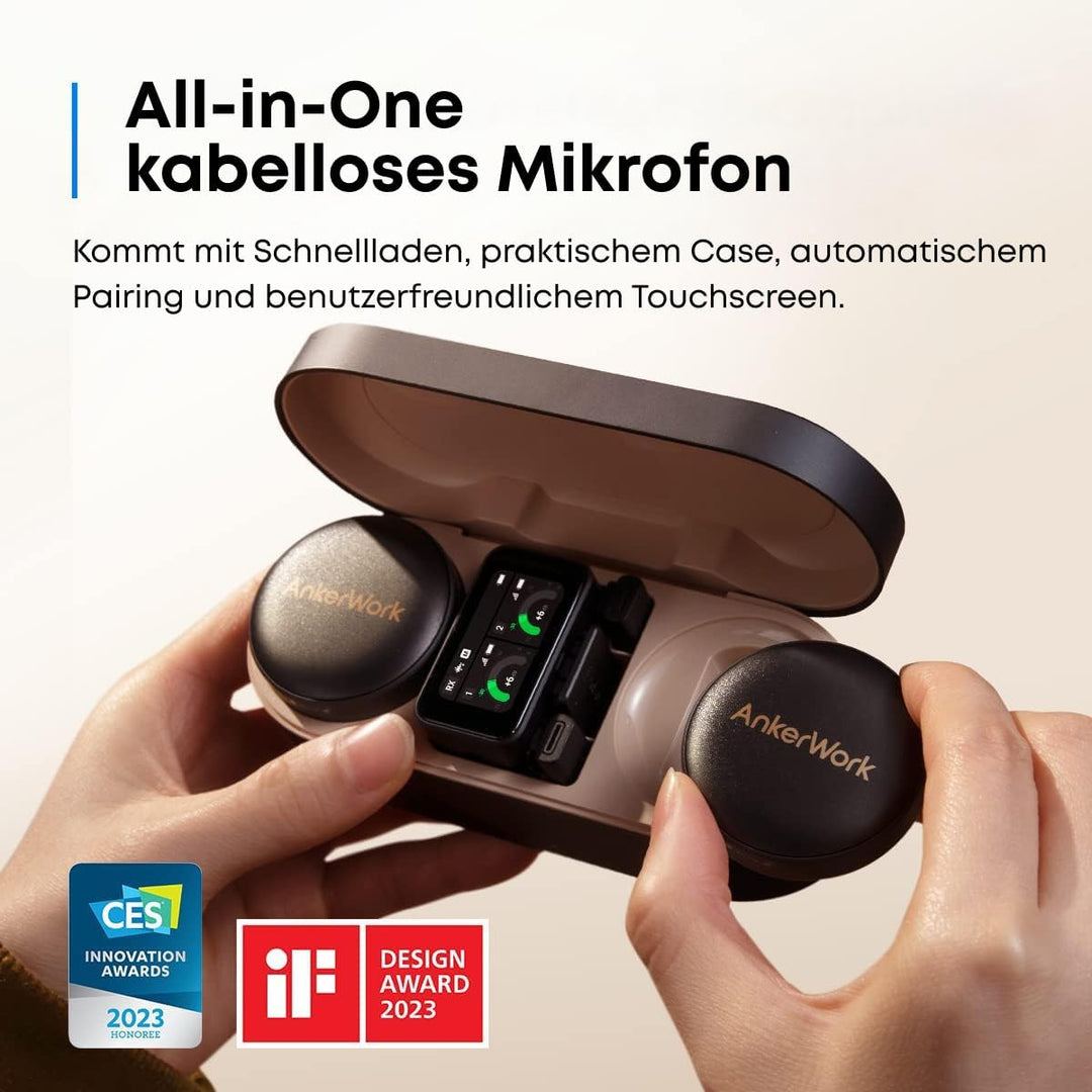 AnkerWork M650 Kabelloses Lavalier Mikrofon, Professionelle Geräuschunterdrückung, Magnetisches Cove