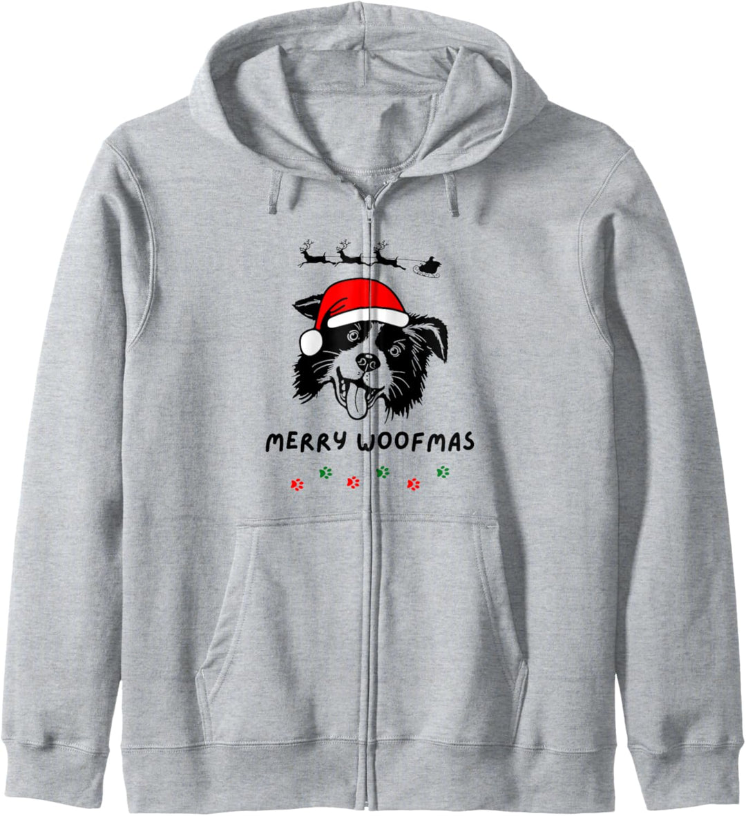 Border Collie Dog Weihnachtsfeiertage Santa Merry Woofmas Kapuzenjacke