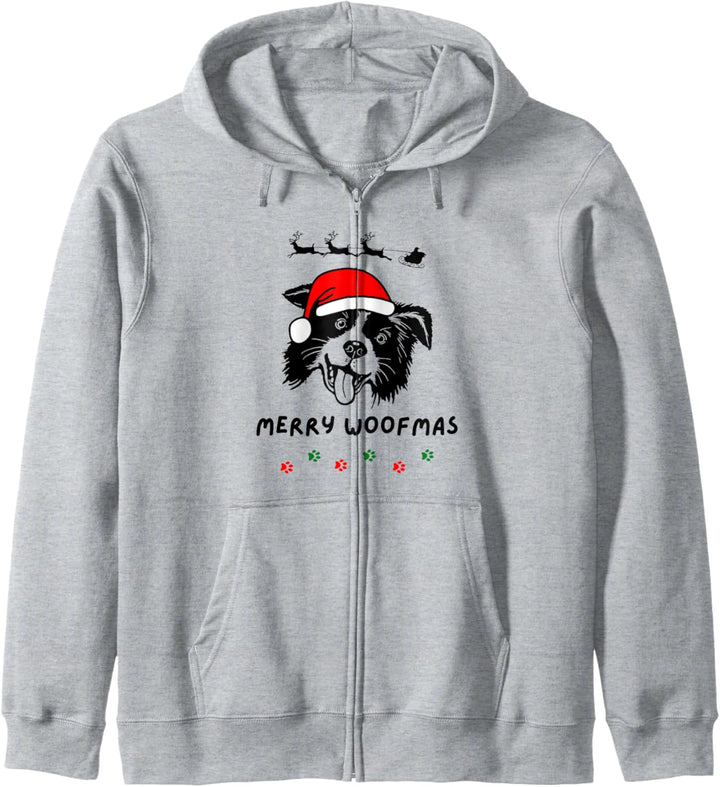 Border Collie Dog Weihnachtsfeiertage Santa Merry Woofmas Kapuzenjacke