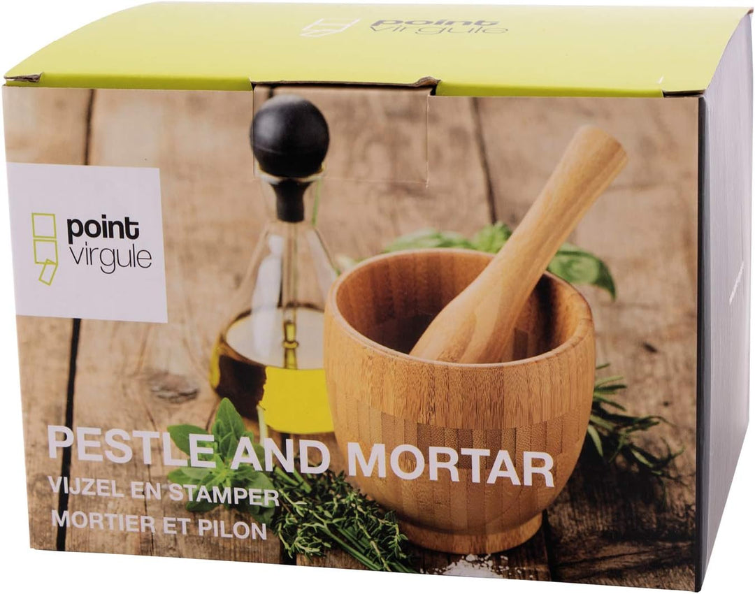 Point-Virgule Mörser mit Stössel aus Bambus ø 12cm H 10cm, Bambus