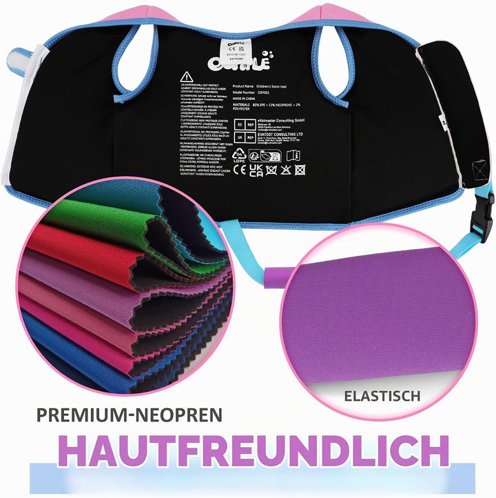 OSHYLE Kinder Schwimmweste - Jungen Mädchen Neopren Schwimmen Jacke Kleinkind Schwimmen Floating Neo