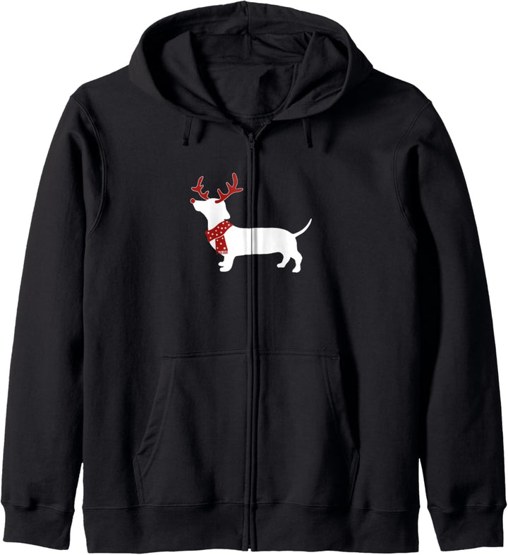 Dackel Dachshund mit Geweih Weihnachten X-mas Geschenk Kapuzenjacke