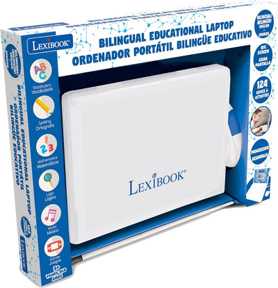 LEXIBOOK, Pädagogischer und zweisprachiger Laptop Spanisch/Englisch, Spielzeug für Kinder mit 124 Ak