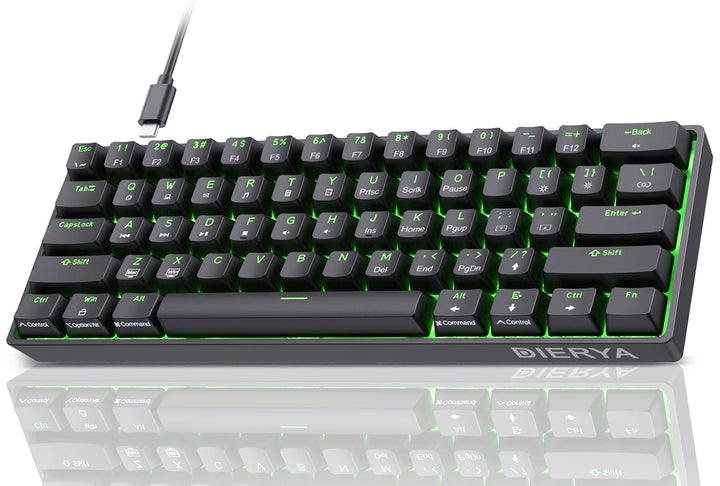 Dierya DK61se Gaming Tastatur,60% Prozent Mechanische Tastatur mit Blue Clicky Switch,Ultra-Compact