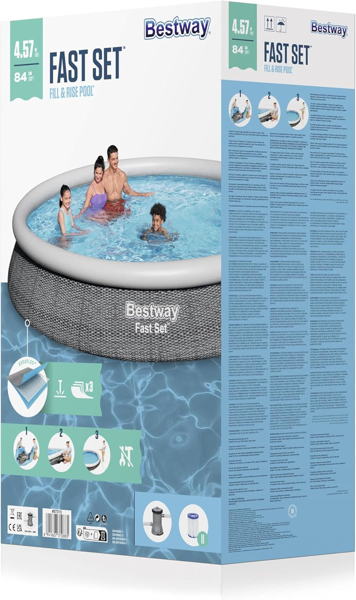 Aufblasbarer Pool Bestway 457 x 84 cm Grau 9677 L