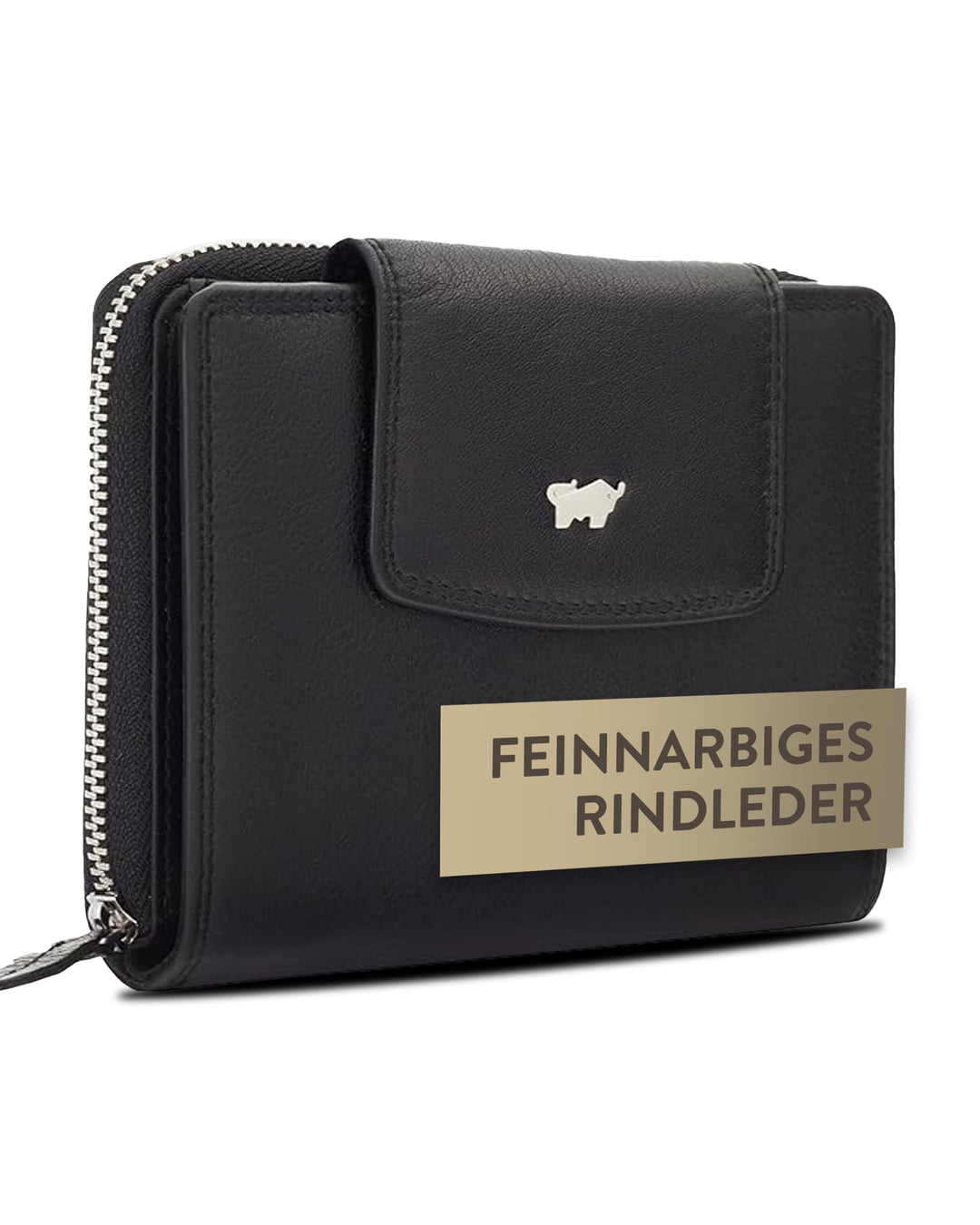 BRAUN BÜFFEL - Geldbörse Damen aus echtem Rindsleder Golf 2.0 - Trifold Geldbeutel Portemonnaie gerä