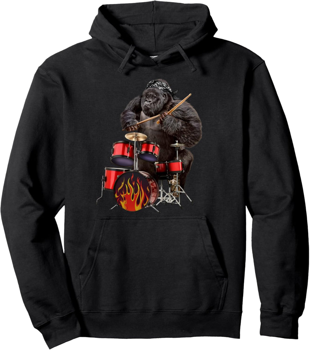 Gorilla spielt Schlagzeug Pullover Hoodie