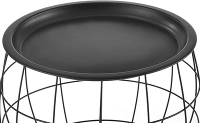 [en.casa] Beistelltisch 3er Set Metallkörbe Couchtisch in 3 Grössen Metall Schwarz, Schwarz