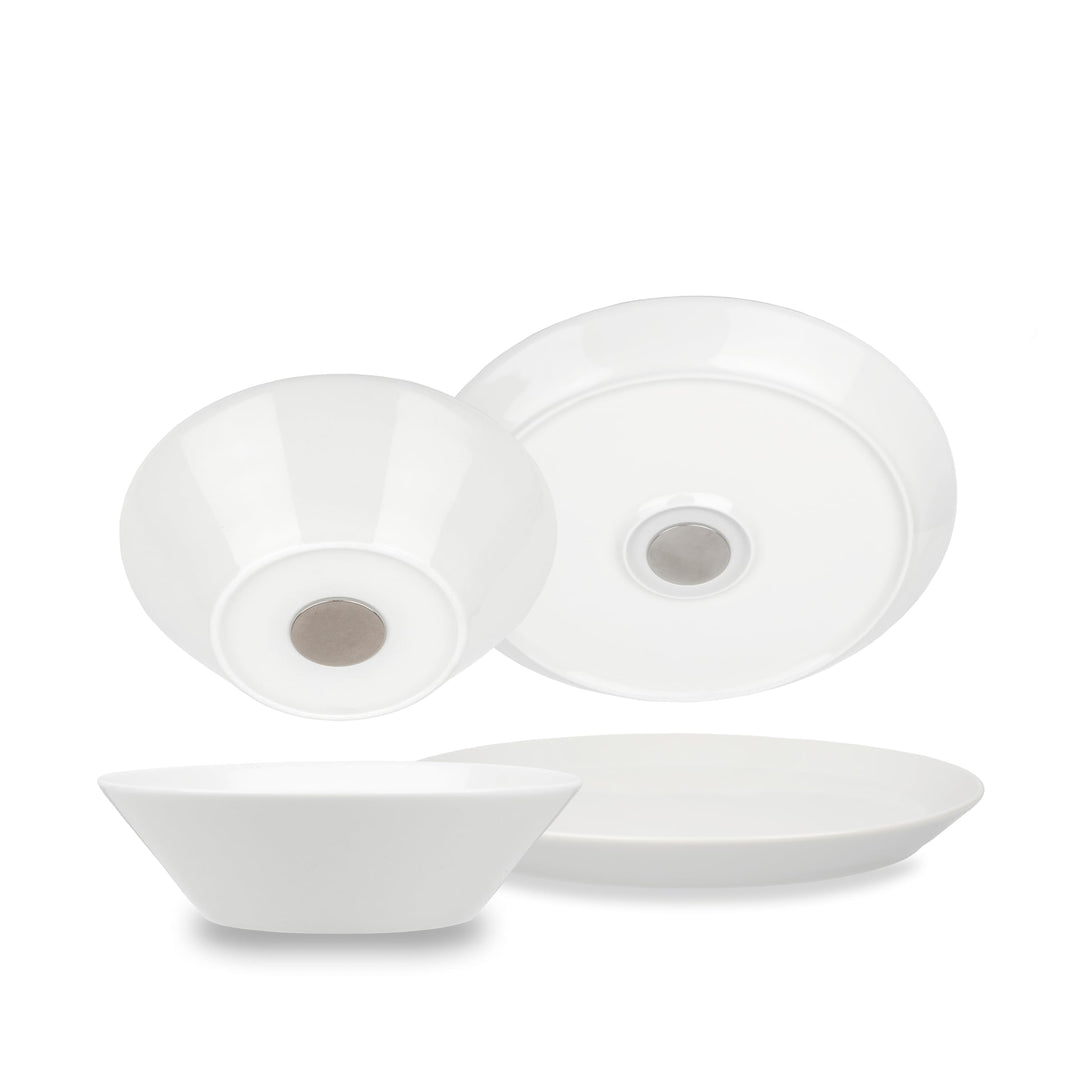 silwy® Porzellan-Vorteilsset (4er-Set) bestehend aus zwei Magnet-Teller und zwei Magnet-Bowls - perf
