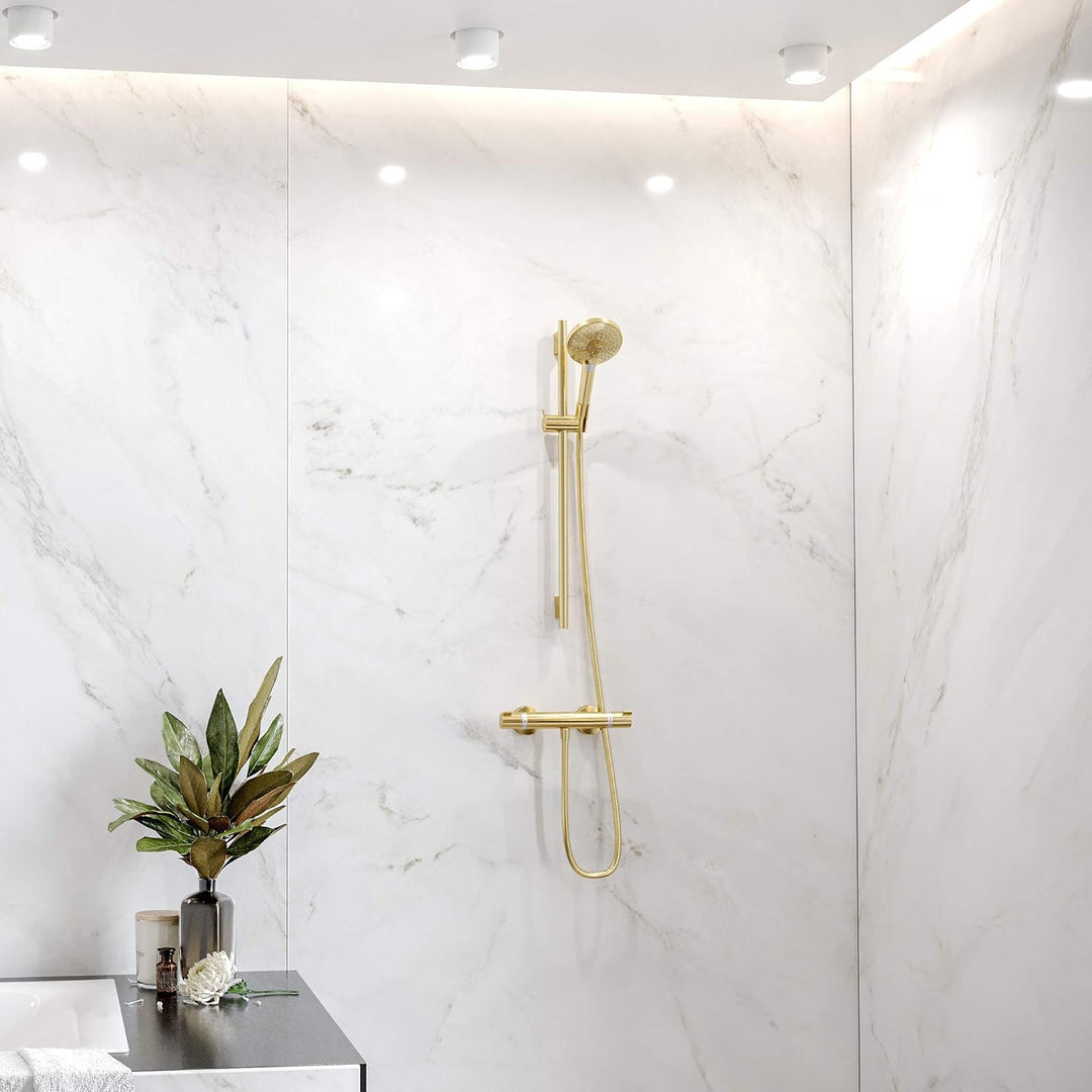 hansgrohe Duschstange Unica' S Puro 0,65m mit Brauseschlauch 1,60m, Polished Gold Optic Polished Gol