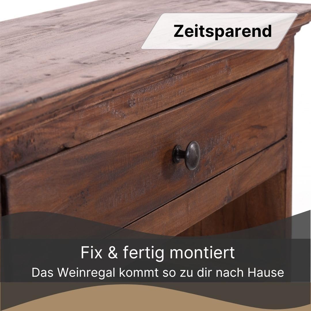 DESIGN DELIGHTS rustikales WEINREGAL Cortez 85 | 85x55cm(HxB) Massivholz | Flaschenregal, Weinflasch