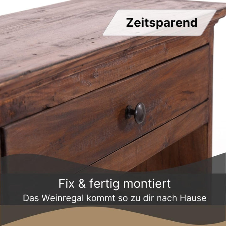 DESIGN DELIGHTS rustikales WEINREGAL Cortez 85 | 85x55cm(HxB) Massivholz | Flaschenregal, Weinflasch