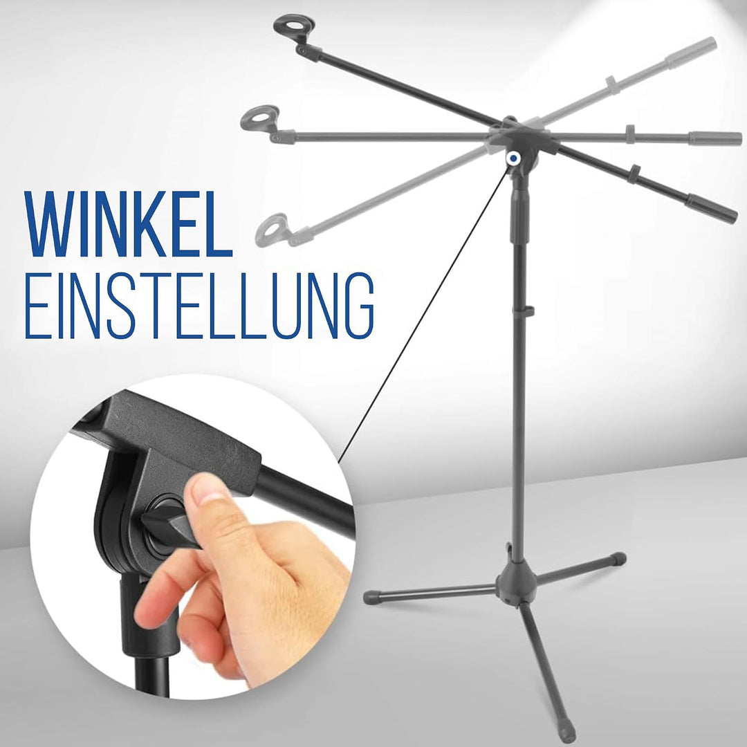 Pyle Mikrofonständer mit Galgenarm – Mikrofonstativ höhenverstellbar 95–165cm, faltbar, 5/8" Gewinde