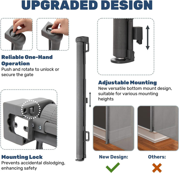 HollyHOME Treppenschutzgitter Ausziehbar 0-180cm, Extra Breit Babygitter, Einhandbedienung, Türschut