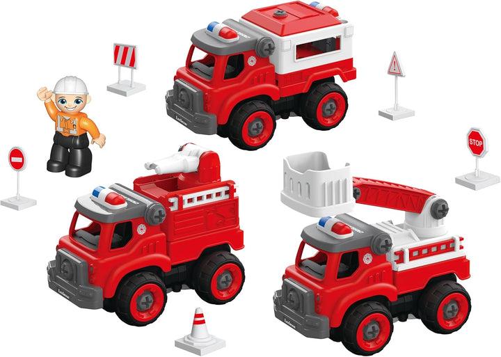 Lexibook, Crosslander® Fireman RC, Funkferngesteuertes Feuerwehrauto zum Zusammenbauen, 3 mögliche K