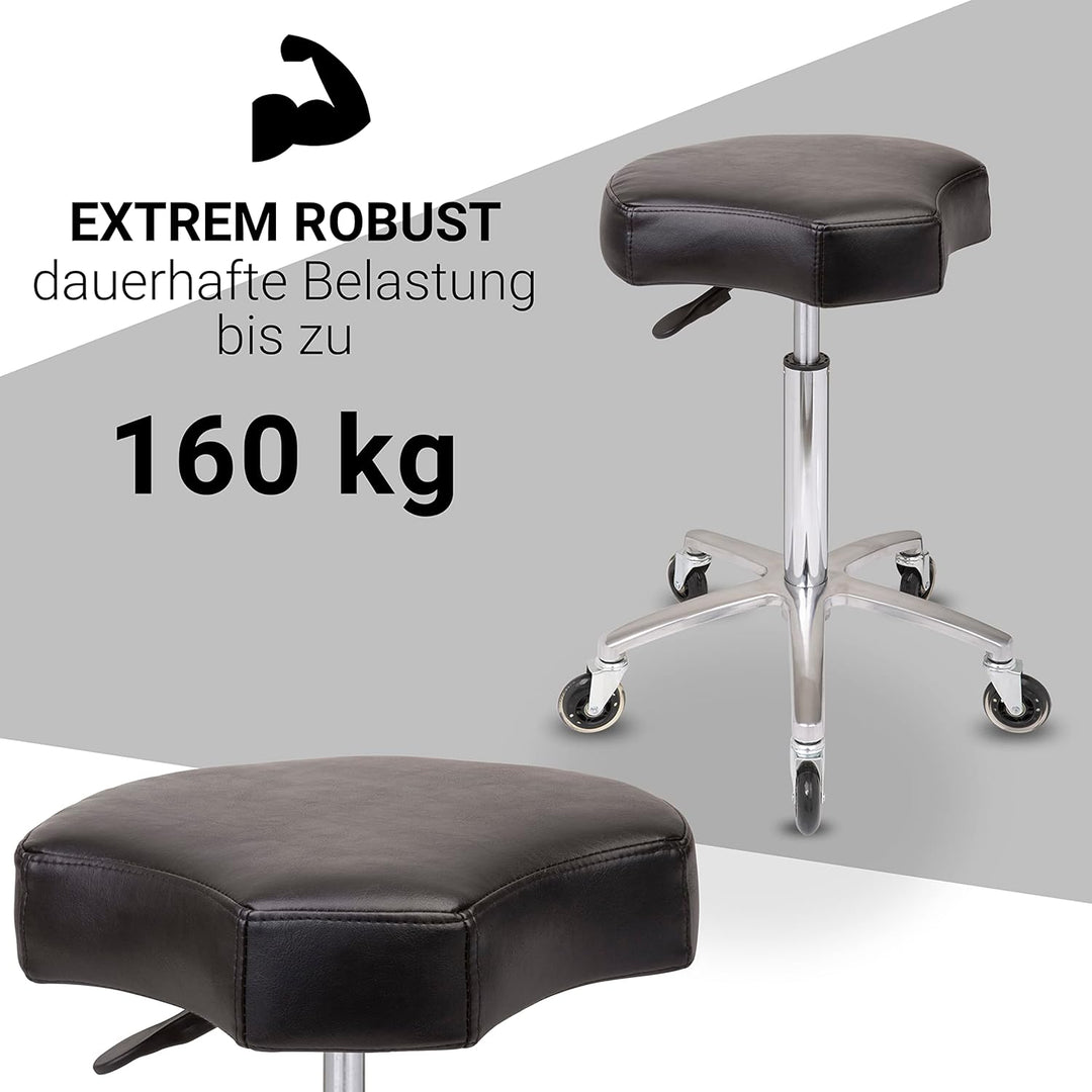 Staboos Rollhocker bis 160 kg - Ergonomisch geformter Sitz mit Rollen - Drehhocker (Premium Rollen u
