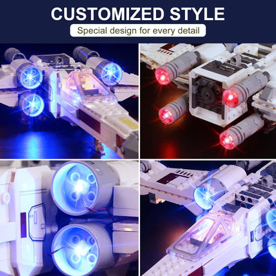 cooldac LED-Beleuchtungsset für Lego 75301 Star Wars Luke Skywalkers X-Wing Fighter, USB-Verbindungs
