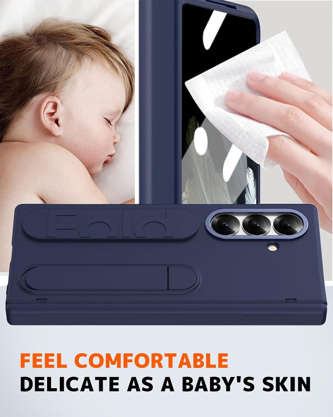 NINKI für Samsung Galaxy Z fold 7 Hülle mit Scharnierschutz, Galaxy fold7 Hülle mit Ständer Samsung