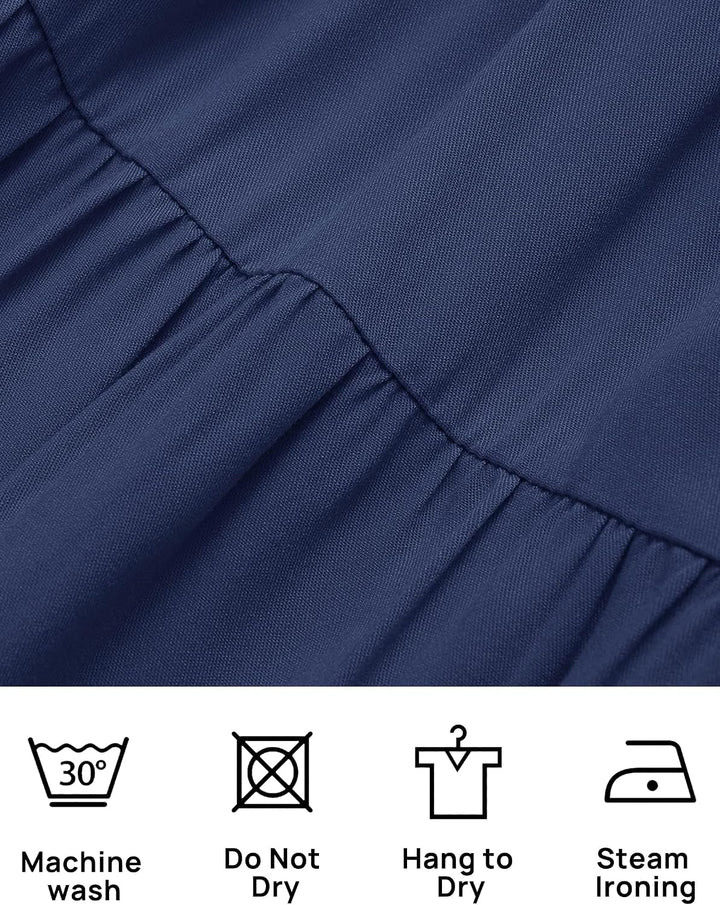 ZESICA Damen-Sommerkleid, eckiger Ausschnitt, Kurze Puffärmel, einfarbig, hohe Taille, lässig, flies