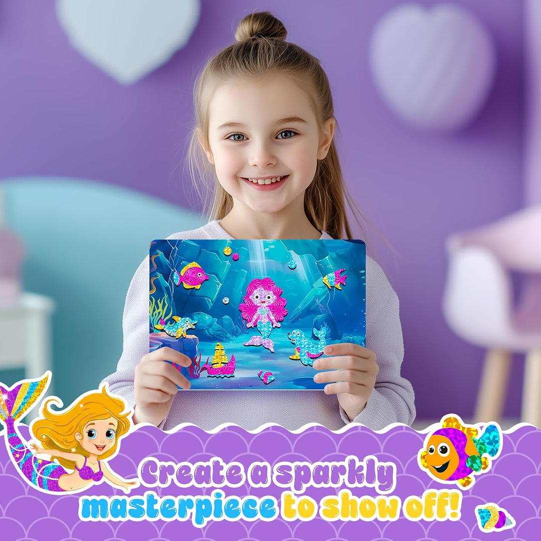 Lustiges Folien-Kunst-Set für Kinder, Meerjungfrau und Prinzessin, Folienkunst für Kinder, Kunst-Bas