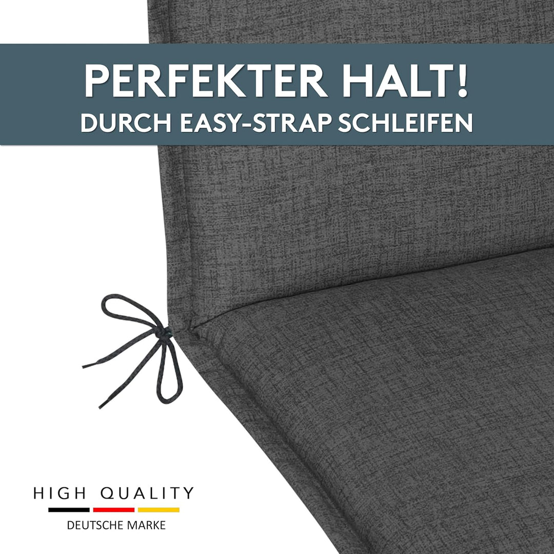 LILENO HOME Gartenstuhl Auflagen als [1er Set - Niedriglehner] in Anthrazit - bequeme Liegen als Sit
