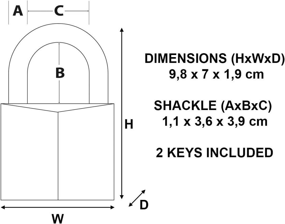 Master Lock 170EURD Schlüssel Vorhängeschloss aus Massivmessing, Gold, 9,8 x 7 x 1,9 cm 7 cm, 7 cm