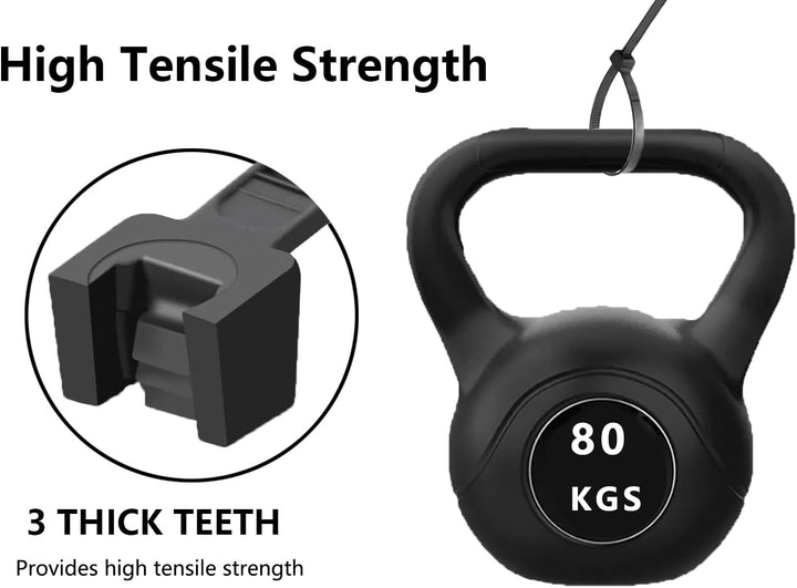 Armpow 50 Stück robuste Nylon-Kabelbinder, 9 x 450 mm, 80 kg, Schwarz/Weiss, langlebig, UV-beständig