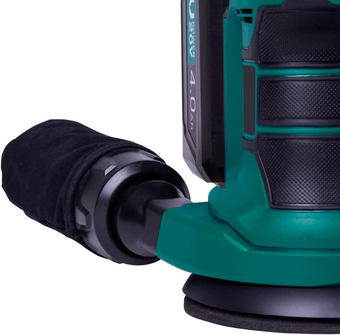 VONROC Exzenterschleifer - VPower 20V - Inkl. 4.0Ah Akku und Ladegerät - Ø125mm - Mit Staubbeutel &