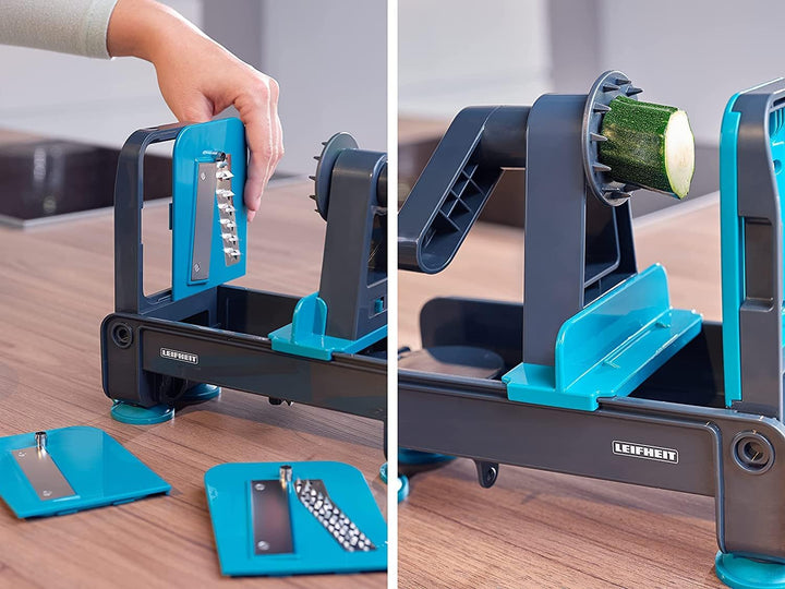 Leifheit Tisch-Spiralschneider, Zucchini Nudeln Schneider mit 3 Klingen für verschiedene Gemüsenudel